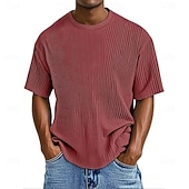 economico T-shirt in maglia waffle-Per uomo Maglietta Waffle Maglietta Camicia a Maniche Corte Manica Corta Girocollo Estate Primavera Tinta unica Streetwear Elegante Tempo libero Jacquard Quotidiano All'aperto Vacanza Bianco Nero