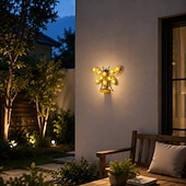 cheap Outdoor Wall Lights-Metal Bee Outdoor Wall Decor with LED Solar Lights, Outdoor Fence Wall Art Decor, Gift for Mom Grandma Women Birthday Gardening, Hanging Decoration for Garden Patio Porch Yard