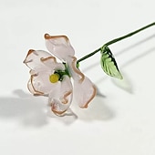 ieftine Flori Artificiale-floare din sticlă pentru luna nașterii, cadou floral din sticlă suflată manual pentru ziua de naștere, Ziua Mamei, iubită, cea mai bună prietenă, soră, bunică – cadou unic pentru ea, femei, set de