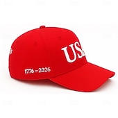  Boné comemorativo do 250º aniversário dos EUA (1776–2026), boné vermelho bordado, boné de beisebol patriótico com as letras "USA". &Bandeira americana para o Dia da Independência, 4 de julho, Dia da