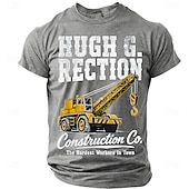  Hugh G Rection Construction Co. Kran-Wortspiel Herren-T-Shirt mit lustigem, sarkastischem Humor im Vintage-Stil, Rundhalsausschnitt, Kurzarm, Geschenk für Bauarbeiter, die härtesten Arbeiter der