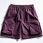 billiga Vardagsshorts-Herr Taktiska shorts Outdoor Shorts Beach Shorts Casual shorts Snörning Elastisk midja Flera fickor Ensfärgat Snabb tork Lättvikt Knelängd Ledigt Dagligen Streetwear Mode Klassisk Stil Svart Purpur
