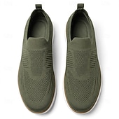 abordables Baskets Décontractées-Baskets basses en maille olive pour homme, légères, respirantes et confortables, idéales pour la marche, au quotidien, en voyage, pour les trajets domicile-travail et les sorties du week-end.