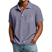 cheap Men's Classic Polo-Men's Golf Shirt Waffle Knit Polo Shirt Casual Business Classic Short Sleeve Fashion Modern Solid Color Plain Buttons Summer Spring All Seasons Regular Fit White Light Green Burgundy Navy Blue Dark