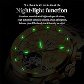 preiswerte Mechanische Uhren-Luxuriöse, automatische Herrenuhr, zweifarbiges Edelstahlgehäuse, blaues Zifferblatt im Skelett-Tourbillon-Stil, selbstaufziehende Business-Armbanduhr mit Großdatum, 24-Stunden-Anzeige, wasserdicht