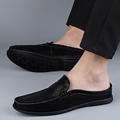 baratos Socas e Mules para Homem-Mocassins masculinos bege perfurados, modelo slip-on, leves e confortáveis, ideais para uso diário, viagens, dirigir e momentos de lazer no verão.