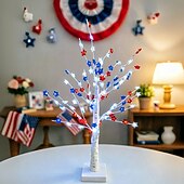 abordables Luces decorativas-Árbol de Navidad con luces LED de la bandera estadounidense para el 250 aniversario del 4 de julio, con los colores rojo, blanco y azul. Lámpara decorativa LED para interiores. &amp;al aire libre, sala de