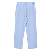 economico Vacanza-Per uomo Pantaloni di Lino Pantaloni Pantaloni casual Pantaloni Estivi Pieghettato Bottoni Semplice Comodità Traspirante Lunghezza intera Quotidiano Affari Ferie Moda Stile Classico Blu Cachi