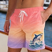 economico Stampa oceanica-Per uomo Delfino Onde dell'oceano Costumi da bagno Costumi da bagno Pantaloncini da bagno Pantaloncini da Surf Misura del girovita medio Hawaiano Quotidiano Vacanza al Mare Tasche Laterali fodera in