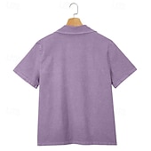 ieftine Polo clasic pentru bărbați-Cămașă spălată cu acid SoftFade™ Cămașă de golf bărbați Casual Afaceri Guler polo rib Tăiată Mâneca scurtă Modă Basic Solid Color Butoane Spălate Vară Primăvară Croială obișnuită Negru Verde deschis
