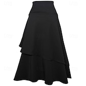 ieftine Pantalonii-Gotic Medieval Renascentist Asimetric Fustă vrăjitoare Vampiri Zana Cu Șiret Costume de fancy Pentru femei Fantezie Halloween Carnaval Performanță Târgul Renașterii LARP Adulți Fustă