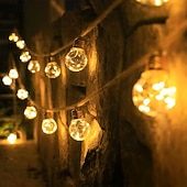 abordables Lampes d’extérieur solaires-Guirlande lumineuse solaire d'extérieur de 8 m, 16 LED, style rétro, en corde de chanvre, 8 modes d'éclairage, étanche, idéale pour villa, jardin, cour, arbre, camping, café, décoration d'ambiance de