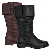 cheap Footwear-Medieval Renaissance Shoes Flat Jazz Boots Viking Crusader Fancy Dress Men's Unisex Pirate Steampunk Halloween Carnival Masquerade Party / Evening LARP Ren Faire Adults' Shoes