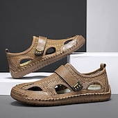 economico Sandali casual-Sandali da pescatore beige da uomo: scarpe estive casual traspiranti a punta chiusa, ideali per passeggiate all'aperto, viaggi, gite in spiaggia, tempo libero nel fine settimana e comfort quotidiano.