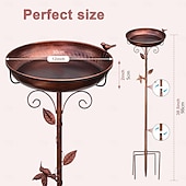 cheap Outdoor Decoration-Metal Bird Bath for Outside with 2 Bird Decor, Hummingbird on Pole &amp; Sparrow on Bowl, 98cm 38.5 Inch Height Garden Birdbath, 30cm 12 Inch Antique Bronze Freestanding Birdfeeder Bath for Yard Patio