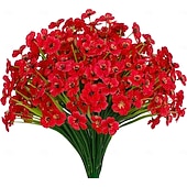 ieftine Flori Artificiale-12 pachete flori artificiale rezistente la UV, plante de exterior, care nu se decolorează, arbuști artificiali din plastic, flori artificiale de mătase, jardinieră, verandă, decorațiuni interioare