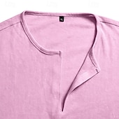 economico T-shirt in Cotone e Lino-Per uomo Maglietta Maglietta in lino Manica Corta Maniche Corte Scollo a V Primavera &amp; Estate Estate Primavera Semplice Moda Designer Essenziale Morbido Casuale Vacanza Streetwear Blu Bianco Nero