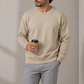 economico Felpe di base-Per uomo Maglia Felpa con cappuccio Maglione Blu marino Beige Girocollo Semplice Casuale Quotidiano Sport &amp; Outdoor Streetwear Cool Abbigliamento Sportivo Primavera &amp; Autunno Abbigliamento Felpe con