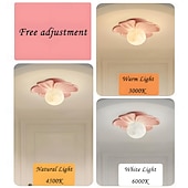 ieftine Montaj Plafon-Lampă de tavan semi-încastrată, corp de iluminat modern pentru hol, cu floare verde din rășină, bec inclus, lumini 3D cu lună pentru insulă de bucătărie, dormitor, living, verandă, coridor