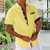 economico Geometrica-Per uomo Geometrico Arte astratta Camicia Camicia Estiva Camicia con Bottoni Manica Corta Moda Casual Quotidiano Ferie Estate Primavera Collo ripiegato Stampa 3D Una tasca anteriore Camicie con
