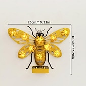 cheap Outdoor Wall Lights-Metal Bee Outdoor Wall Decor with LED Solar Lights, Outdoor Fence Wall Art Decor, Gift for Mom Grandma Women Birthday Gardening, Hanging Decoration for Garden Patio Porch Yard