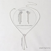 preiswerte Schmucksets-Schmuckset 2 Strass Chrom Ohrringe Halskette Damen Europäisch Schmuck-Set Für Hochzeit