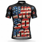  America's 250th Anniversary Men's Rash Guard Cycling Jersey American US Flag Short Sleeve Bike Jersey Top with 3 Rear Pockets UV Resistant Quick Dry With Pockets Front Zipper Sports Blue Clothing