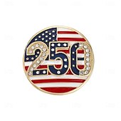 cheap U.S. 250th Anniversary-2 Pcs U.S. 250th Anniversary Brooch, American Flag Enamel Lapel Pins, Patriotic USA 1776-2026 Commemorative Rhinestone Badge, Independence Day Memorial Day Collectible Gift
