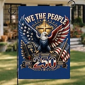 cheap Garden Flag-2PCS 250th Anniversary USA Flag Double Sided Outdoor Patriotic Garden Flag with Statue of Liberty, 4th of July Decorations for US 250th Celebration, USA Merchandise, Commemorative 1776-2026