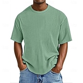 economico T-shirt in maglia waffle-Per uomo Maglietta Waffle Maglietta Camicia a Maniche Corte Manica Corta Girocollo Estate Primavera Tinta unica Streetwear Elegante Tempo libero Jacquard Quotidiano All'aperto Vacanza Bianco Nero