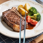 billige Grills og utendørs kokk-Grillgaffel i rustfritt stål med trehåndtak, perfekt for grilling av kjøtt, bruk på kjøkkenet, camping utendørs og servering av kjøtt