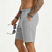 cheap Casual Shorts-Men's Shorts Summer Shorts Beach Shorts Casual Shorts Jacquard Pocket Elastic Waist Plain Comfort Breathable Knee Length Outdoor Beach Vacation Vacation Fashion Khaki Black Micro-elastic