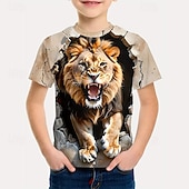 abordables Animales 3D para Niño-Chico 3D Graphic Camiseta Manga Corta Impresión 3D Verano Primavera Deportes Moda Ropa de calle Niños 5-12 años Cuello Barco Casual Diario Exterior Ajuste regular