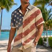 cheap Patriotic 250 Shirts-4th of July 2026 250th Men's American Flag Shirt Summer Shirt Short Sleeve Patriotic Daily Streetwear Summer Spring Turndown 3D Print Front One Pocket Button Up Shirts Blue Red 1 Red Dark Blue