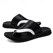 cheap Men's Slippers &amp; Flip-Flops-Men's Black Toe Post Sandals Open-Toe Lightweight Comfort Summer Footwear for Beach Vacation, Resort Travel, Daily Leisure and Warm Weather Wear