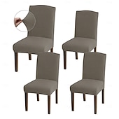 abordables Funda para silla de comedor-Fundas para sillas de comedor de 4/6 piezas, ajustables, elásticas y universales, tipo Parsons, con protectores de asiento extraíbles y lavables a máquina.