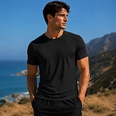 cheap Basic T shirts-Men's T Shirt Tee Top Short Sleeve Crew Neck Summer Spring All Seasons Plain Casual Athletic Quick Dry Slim Basic Casual Daily Sports Black White Gray Top Tee for Men