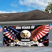 cheap Garage Door Cover-250th Years of Freedom Garage Door Cover Decoration 7x16ft American Flag Pentagram 4th of July Anniversary Backdrop Independence Day Patriotic Themed Party Banner Decor Photo Background