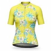 cheap Women's Jerseys-Women's Cycling Jersey Floral Short Sleeve Bike Jersey Top with 3 Rear Pockets Sunscreen UV Resistant Quick Dry Reflective Strips Sports Yellow Pink Blue Clothing Apparel
