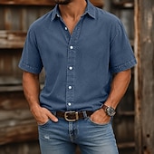 economico Camicie casual eleganti da uomo-camicia da uomo softfade™ camicia casual camicia lavaggio acido capo tinto nero rosa blu navy viola kaki manica corta camicia semplice colletto casual quotidiano tasca frontale abbigliamento