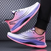 baratos Tênis de Corrida Masculinos-Tênis de corrida masculino branco e roxo - tênis esportivo leve e respirável - tênis atlético com amortecimento para homens, ideal para corrida, exercícios na academia, caminhada e uso diário ativo.