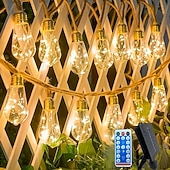 cheap Solar Outdoor Lights-Solar Powered Outdoor Garden Lights 8m 16 Bulbs Fairy String Lights Outdoor Waterproof 8 Lighting Modes for Fence Garden Party Wedding Camp Christmas Decoration