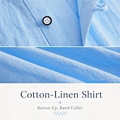 billige Street-Men's Summer Linen Shirt - Soft Breathable Short Sleeve - Blue