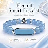 levne Chytré hodinky-Elegantní chytrý náramek pro ženy, fitness tracker ve stylu šperků s perleťově bílým korálkovým designem, stylový tracker aktivit pro každodenní pohodu, módní chytrý náramek s šperky, dárek pro ni