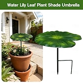 abordables piquets de jardin décoratifs-Ombrelle en forme de feuille de nénuphar, mini parasol imperméable en forme de feuille de nénuphar pour plantes en pot d'extérieur, 21 cm (8,27 pouces), protection pour pots de fleurs