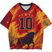 ieftine Tricouri sport și de sală-Cupa de fotbal 2026 Bărbați Grafic numeric Spania Tricou Tricouri din jerseu Manșon scurt Tricou Tipărire 3D În V Cămașă Sport Stil de strada Sport exterior Ziua meciului Fotbal Roșu 4 Roșu 3 Roșu 5