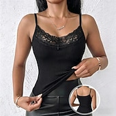 preiswerte Spitzenoberteile-Damen Camisole-Tanktop Textur Spitzenbesatz Elegant Ärmellos Rundausschnitt Normale Oberteile Lässig Täglich Schwarz Weiß Grau Sommer Frühling