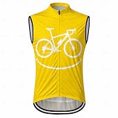 cheap Men's Jackets &amp; Gilets-Men's Cycling Vest Cycling Jersey Geometric Sleeveless Bike Vest / Gilet Jersey Top with 3 Rear Pockets Quick Dry Back Pocket Moisture Wicking Breathable Sports Yellow Blue Clothing Apparel