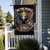 cheap Garden Flag-2PCS 250th Anniversary USA Flag Double Sided Outdoor Patriotic Garden Flag with Statue of Liberty, 4th of July Decorations for US 250th Celebration, USA Merchandise, Commemorative 1776-2026