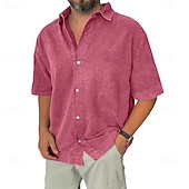 ieftine cămăși casual pentru bărbați-Tricou pentru bărbați SoftFade™ tricou casual tricou cu nasturi tricou acid wash albastru negru roz albastru marin mov cu mânecă scurtă simplu rever casual îmbrăcăminte de zi cu zi modă retro vintage